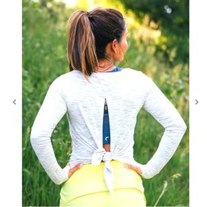 Zyia grey dry fit back tie long sleeve top XS